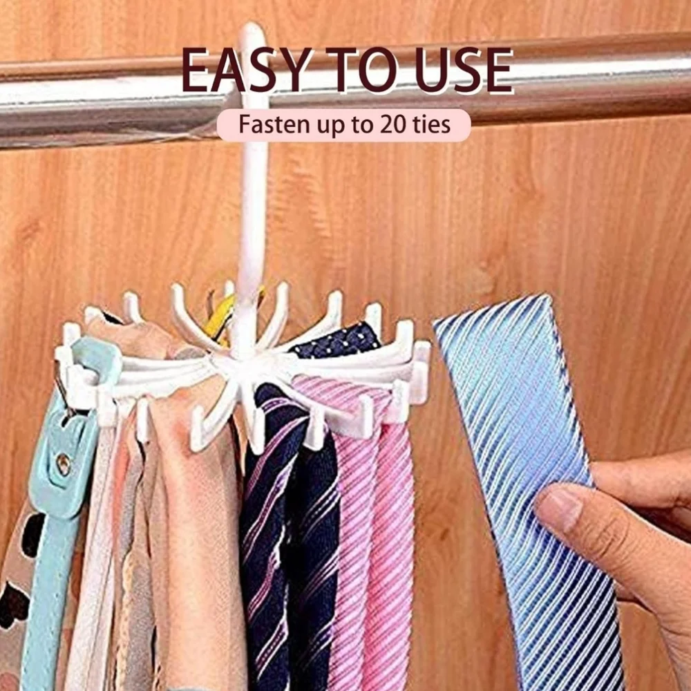 2 Rotaing Hanger Holds 20 Necklace Scarf Tie Storage Rack Organizer Black